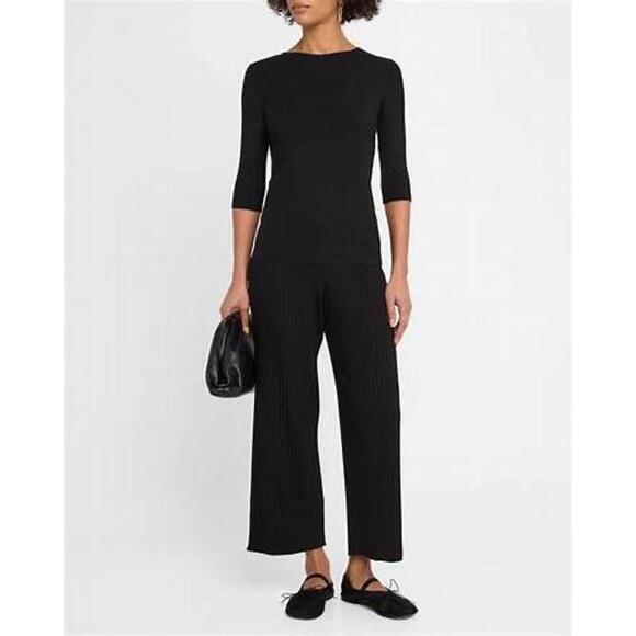 VINCE Women’s Elbow Sleeve Crew Neck T-Shirt in Black-Size X-Large - Picture 4 of 12